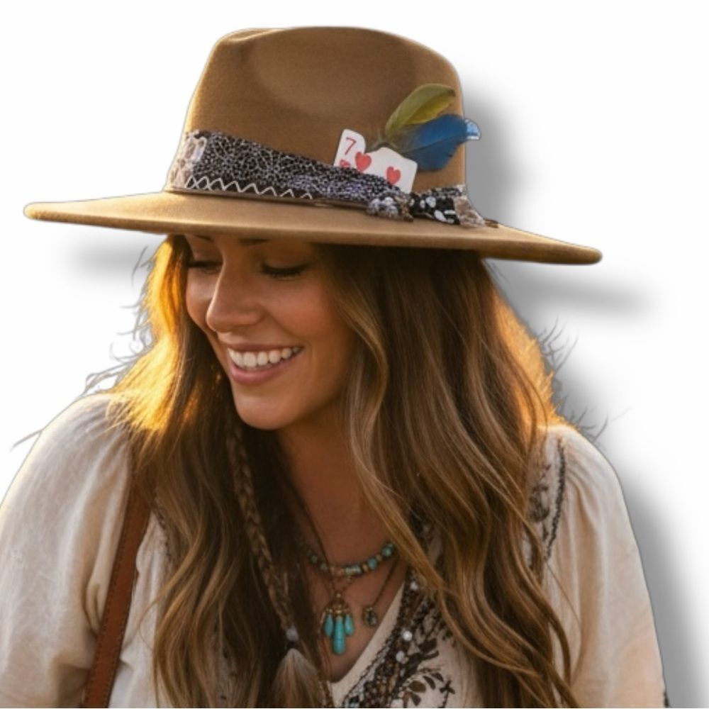 Dark Brown Burnt Wide Brim Rancher Fedora Hat NWT